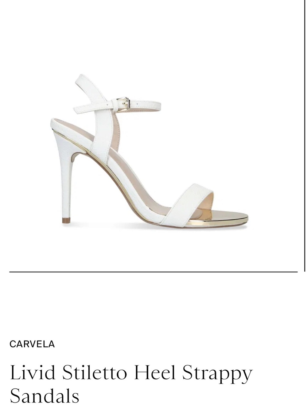 Carvela Livid Stiletto Heel Strappy Sandals White Textured EU 36